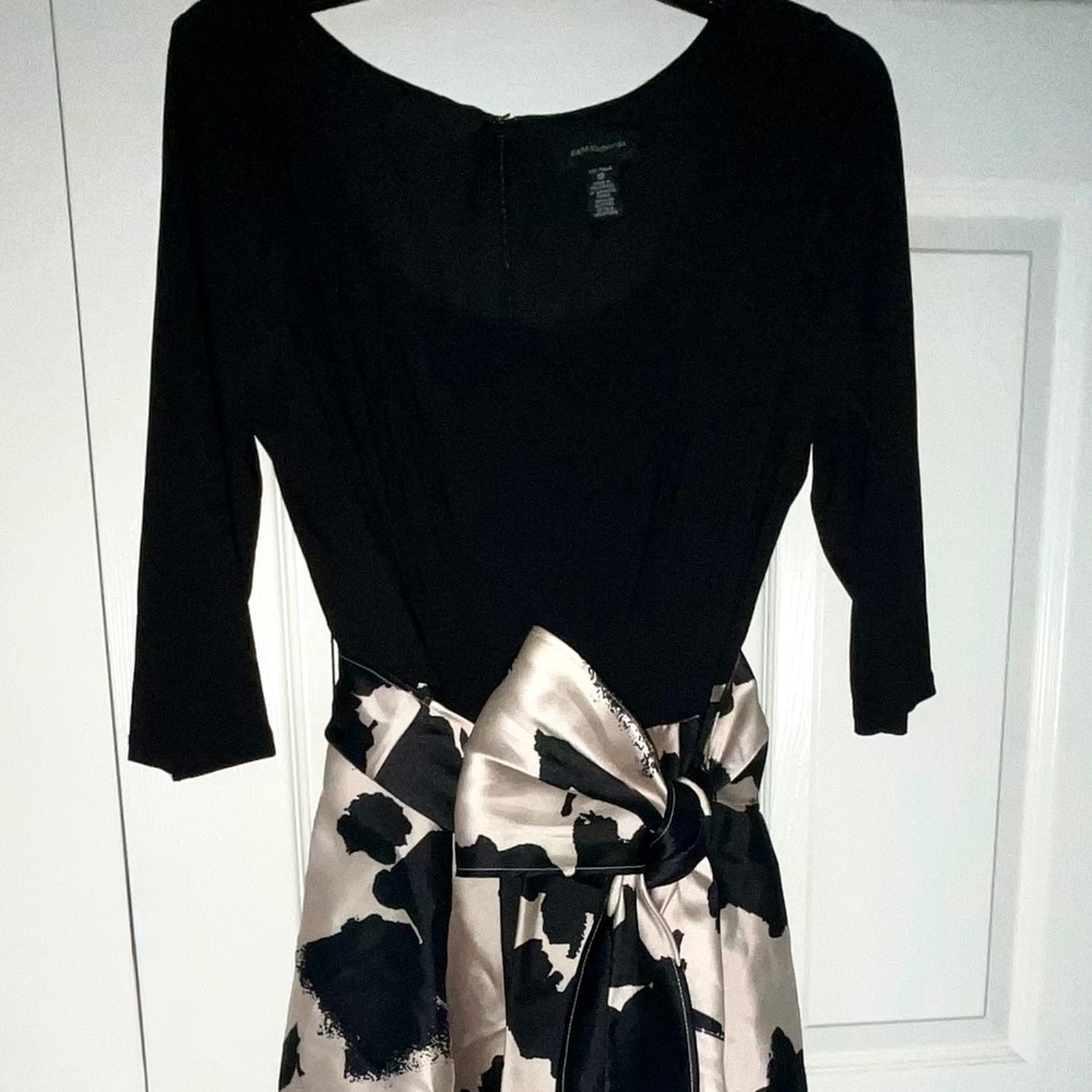 R&M Richards Hi-Lo Black and Champagne Dress Womens 12